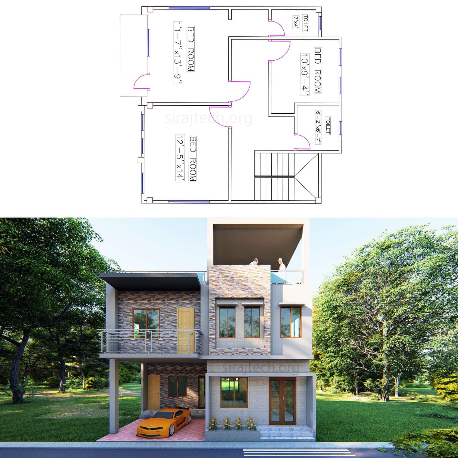 Two storey duplex house design | ডুপ্লেক্স বাড়ির ডিজাইন