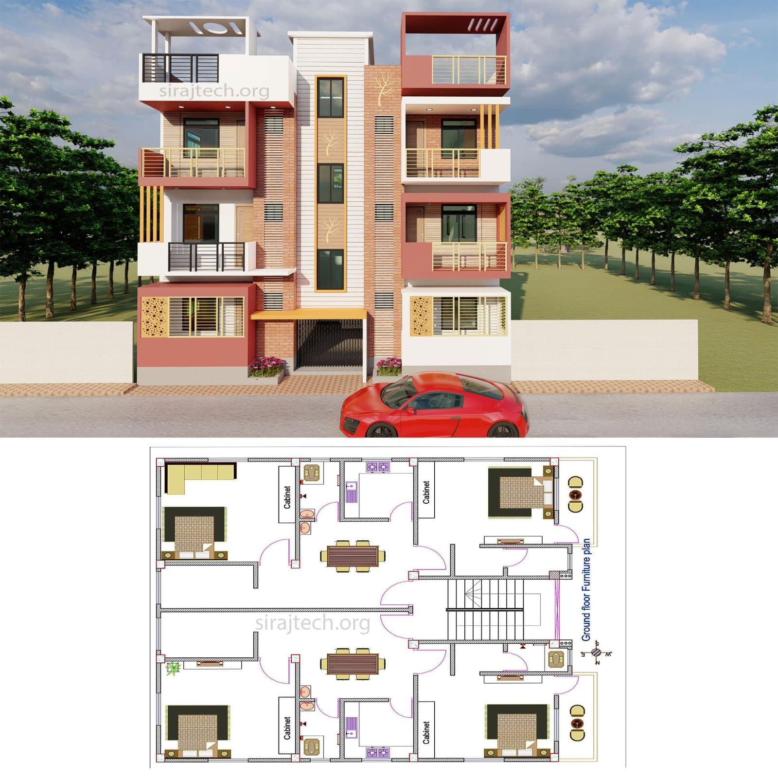 Modern 3 storey house design - তিন তলা বাড়ির ডিজাইন