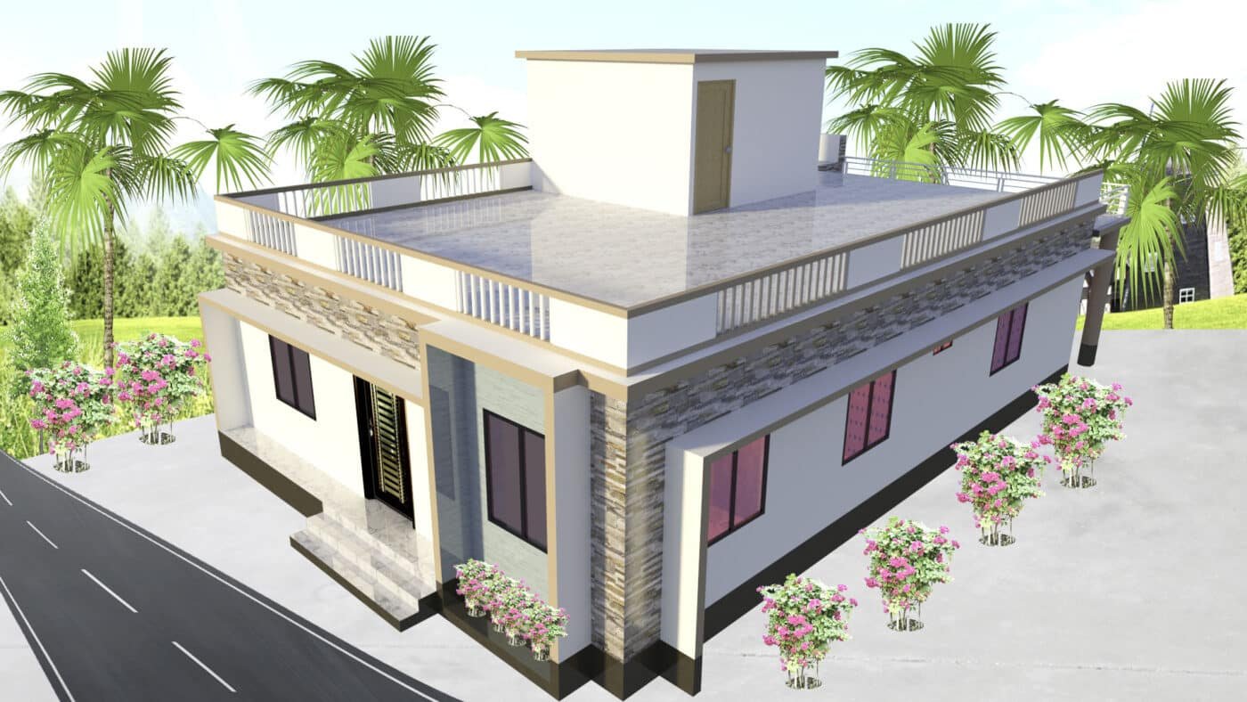 3 BHK House Design and plan | 3D House Design