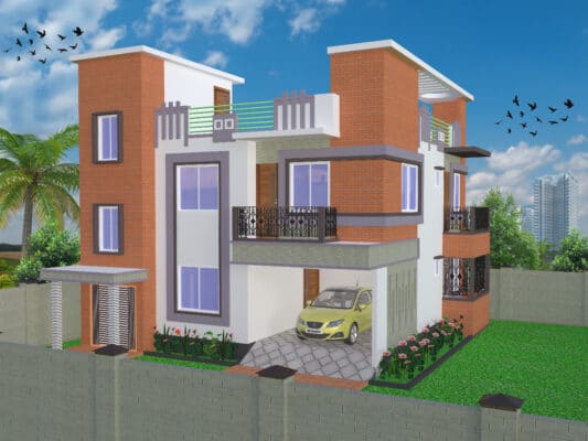 Duplex House Architecture and structure design with Pouroshova plan pass