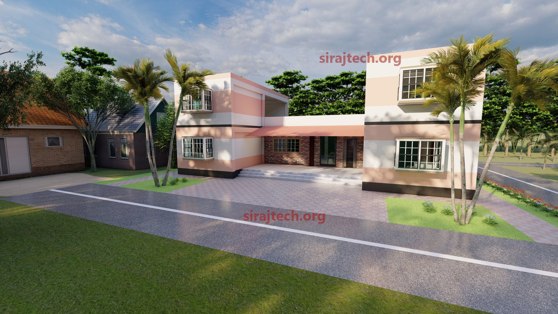 U shaped 2 story house plans - দোতলা বাড়ির ডিজাইন ছবি