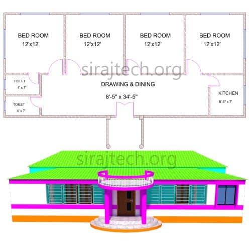 Low cost simple 4 Bedroom House Plans