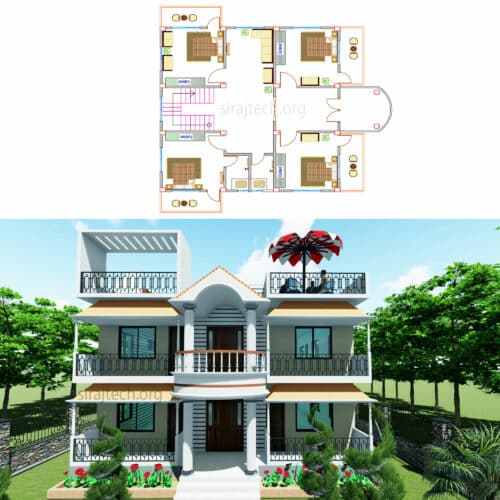 3bhk duplex house plan