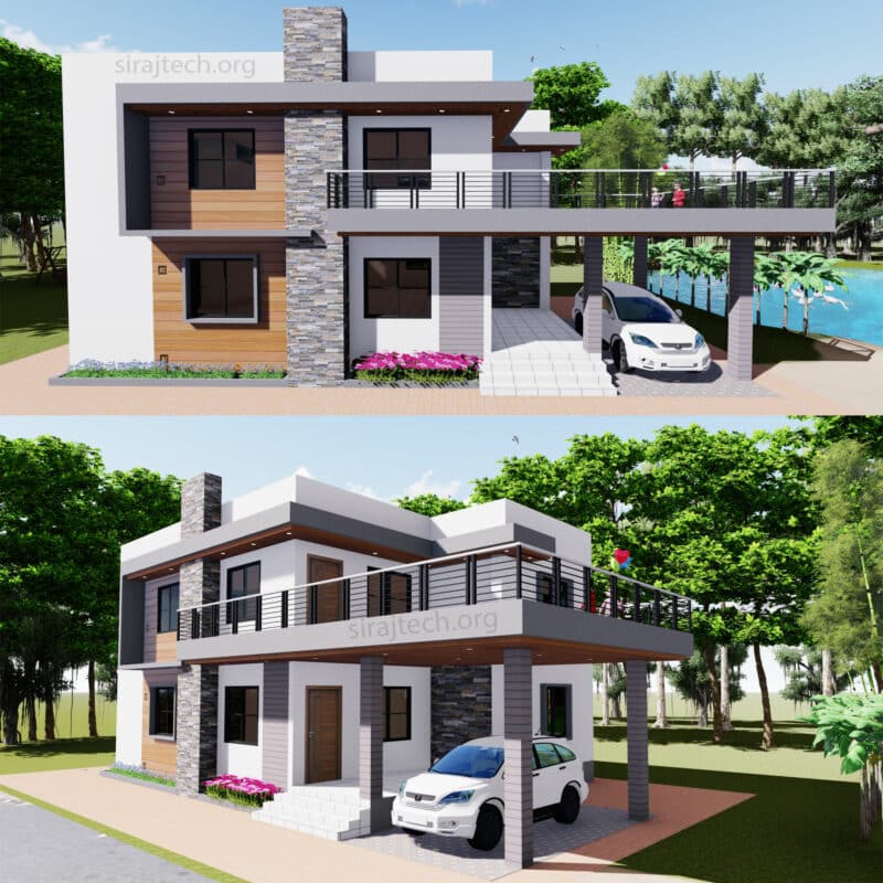 4 Bhk House Design In Village - ডুপ্লেক্স বাড়ি - SIRAJ TECH